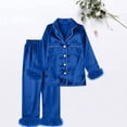 thumbnail image 5 of Hvyesh Family Pajamas Matching Sets Lightweight Silk Satin Pjs Sleepwear Comfy Long Sleeve Button Down Holiday Loungewear, 5 of 5