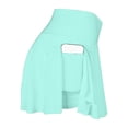 thumbnail image 5 of Aihuaihua Crossover Athletic Skorts for Women High Waist 2 in 1 Flowy Running Skirt with Pockets Stretchy Workout Tennis Skorts Green S, 5 of 6