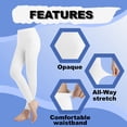 thumbnail image 4 of EMEM Apparel Women's Ladies Solid Colored Seamless Opaque Dance Ballet Costume Full Length Microfiber Footless Tights Leggings Stockings White C, 4 of 5