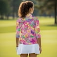 thumbnail image 5 of Uorisanigo Colorful Butterflies Women's Golf Top Comfortable Versatile Women's Dry-Fit Golf Polo Shirts Casual Fashion 1/4 Zipper Athletic Tops with 3/4 Sleeve for Workout Sports Size M, 5 of 7
