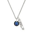 thumbnail image 1 of Delight Jewelry Silvertone Navy Blue Paw on Black Disc Silvertone Best Friends Forever Bar Charm Necklace, 23", 1 of 4