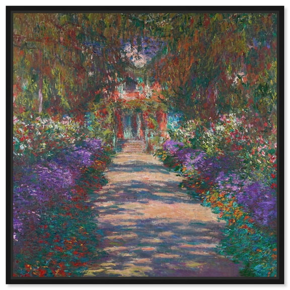 Monet's Garden Canvas Print Floral Wall Art by Art Remedy, Black Frame, 12 x 12