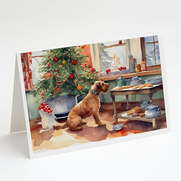 Airedale Terrier Christmas Cookies Greeting Cards Pack of 8 7 in x 5 in