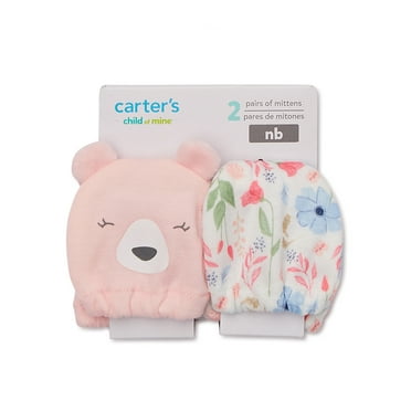 Carter's Child of Mine, Infant Girl Floral Mittens, 2 Pack, Size Newborn