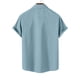 thumbnail image 4 of Mens Manga Corta Botón Abajo Camisas Cuello de Vuelta Color Sólido Casual Blusa, Moda Verano Poliéster, 4 of 9