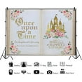 thumbnail image 2 of Custom Once Upon a Time Backdrop Pink Floral Gold Castle Princess Fairytale Birthday Party Decoration Girls First Birthday Party Photobooth Backdrop Supplies Cake Table Decorations, 2 of 10