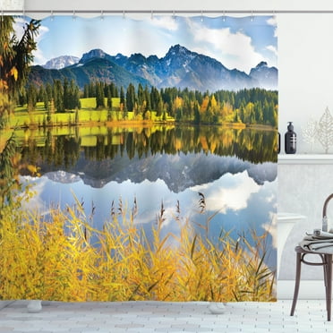 Ambesonne Nature Shower Curtain, Country Scene and Lake, 69"Wx75"L, Multicolor