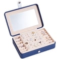 thumbnail image 1 of Wholesale Korean-Style Dark Blue Leather Jewelry Organizer with Mirror - Multi-functional Storage Box for Earrings, Rings & Accessories, Durable Portable Design, Customizable for Weddings/Travel Gifts, 1 of 6