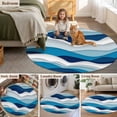 thumbnail image 6 of Area Rug 36in, Abstract Ocean Sea Waves Floor Carpet Living Room Rug, Gradient Blue White Grey Lines Non-Slip Welcome Mat Indoor Rugs for Bedroom Dining Room, 6 of 9