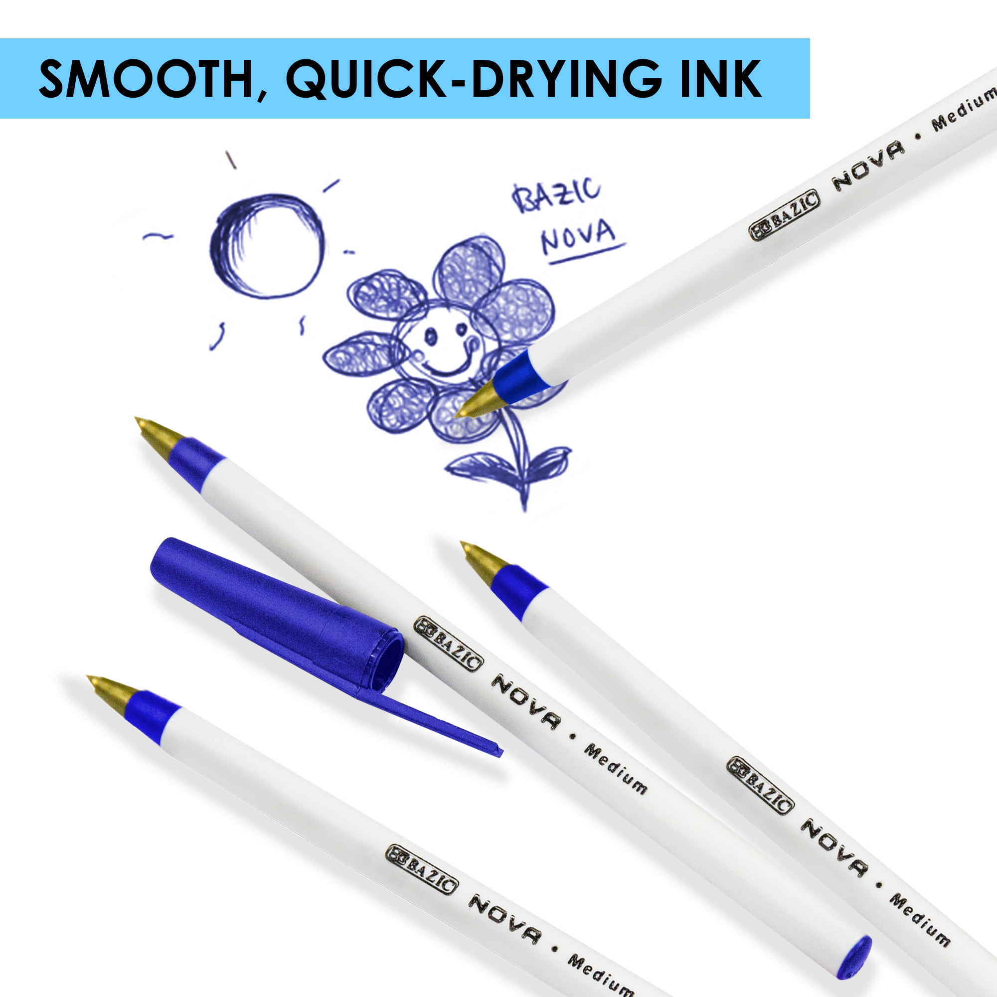Bazic Products 305001-144 Nova Ballpoint Pen Medium Point, Blue