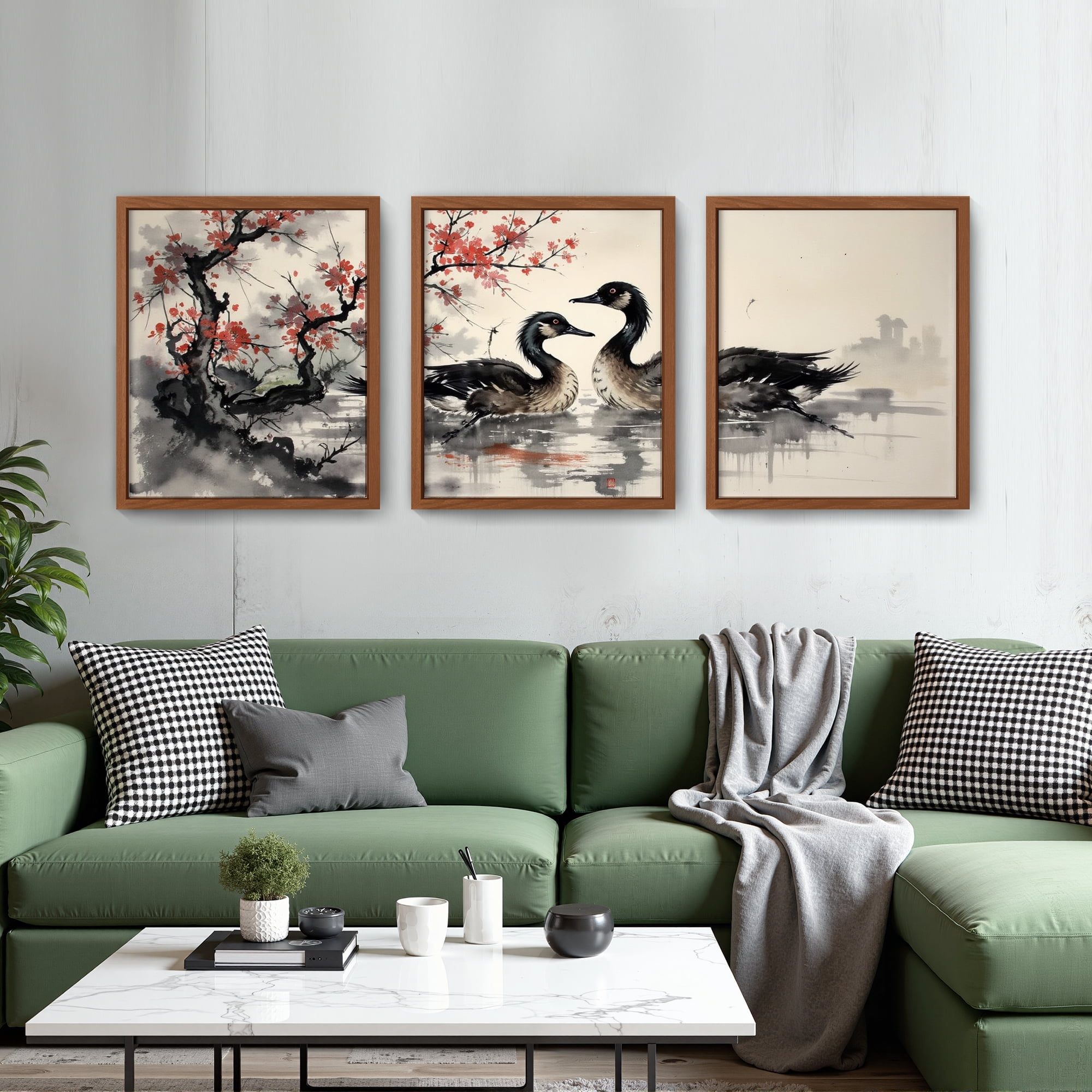 MAYEERTY Modern Abstract Wall Art Painting, Living Room Decor, Brown MDF Frame, 23.6"x15.8"