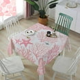 thumbnail image 3 of Coastal Pink Tablecloth Square Table Cloth 54x54, Waterproof Tablecloth Outdoor Table Cloth, Ocean Coral Starfish Shell Modern Sea Washable Table Cover for Kitchen Dining Party, 3 of 8