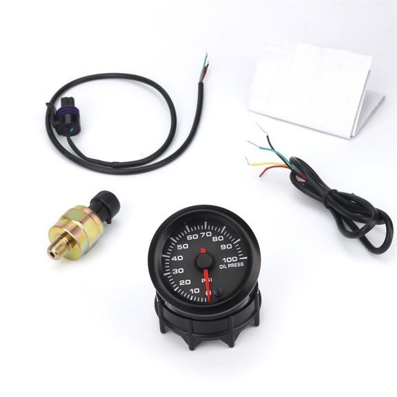 Phyun 2" 52Mm 7 Colors Led Car Oil Pressure Gauge 0-100Psi Oil Press Meter High Speed Motor With Sensor