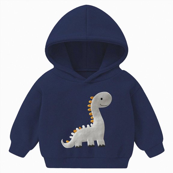 Wonitaaizi Baby Toddler Boys Dinosaur Hooded Fleece Top Casual Outerwear Active Sweatshirt (5-6 Years,Navy)