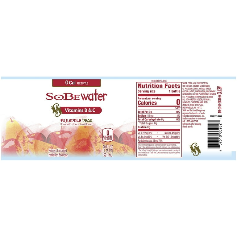 Beverage Sobe Lifewater Yumberry Pomegranate Nutrition Facts SOBE