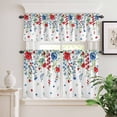 thumbnail image 2 of 3 Piece Kitchen Curtains and Valances Set Independence Day Cafe Curtains 36 Inch Length Eucalyptus Leaves Country Flowers Valance & Tier Curtain for Living Room Bedroom Small Window 54"x18"+27"x36"*2, 2 of 6