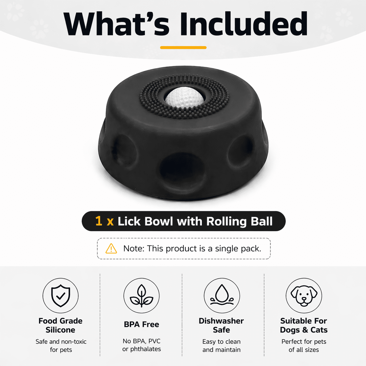 Dog Lick Bowl with Ball,Lick Ball Bowl for Dogs,Dog Licking Bowl with Rolling Ball,Slow Feeder Ball Bowl to Slow Pet Eating,Rolling Ball Dog Bowl Give Pet More Time to Enjoy Eating. (Black-1pcs)