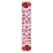 Lilixerw 13x71 Inch Valentine's Day Love Heart Pattern Table Runner,Anti-Slip Non-Pilling Table Mat,Polyester Fabric Tablecloth with Romantic Print for Wedding Anniversary Dining Decor,Pink