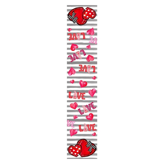Lilixerw 13x71 Inch Valentine's Day Love Heart Pattern Table Runner,Anti-Slip Non-Pilling Table Mat,Polyester Fabric Tablecloth with Romantic Print for Wedding Anniversary Dining Decor,Pink