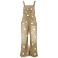 thumbnail image 6 of Ruohan Women's Floral Denim Overalls Adjustable Straps Wide Leg Fringe Hem Jumpsuit, 6 of 6