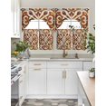 thumbnail image 5 of Burnt Orange Retro Kitchen Curtains Sets 36 Inch Length with Valance, Ethnic Flowers Impressionist Art Swag Valances and Tiers Curtain Set Drapes Swag Curtains for Living Room, Bathroom, Bedroom, 5 of 6