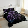 thumbnail image 3 of Feelyou Romantic Purple Rose Full Size Comforter Sets, Fashion Anniversary Bedding Comforter Set, Floral Flower Reversible Bedding Sets, Luxury Bedroom Decor, 3 Pieces, 3 of 8