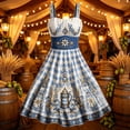 thumbnail image 5 of HBYJLZYG Women's Dirndl Dress, Oktoberfest Bavarian Blue Gingham Sleeveless Midi A-Line Dress with Beer Mug Embroidery and Apron, Traditional German Festival Costume for Carnival Party, 5 of 5