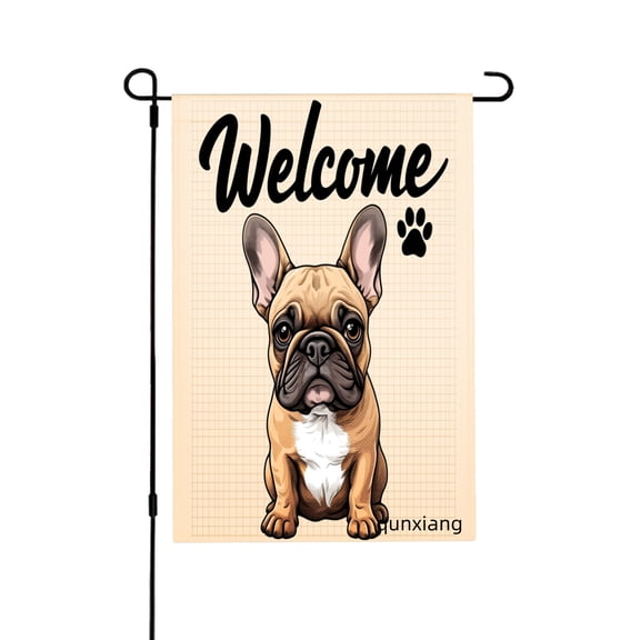 Amhnf Welcome French Bulldog Garden Flag For Home Outdoor Garden Yard Decor 12x18 inch