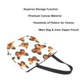 thumbnail image 3 of Open Top Canvas Tote Bag with Zipper Reusable Shopping Bag 13.5x15" Roomy Carryall Orange-black Butterfly, 3 of 9