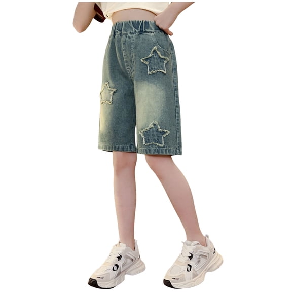 Fsqjgq Baggy Jean Shorts for Teen Girls Vintage Denim Short with Pockets Casual Summer Clothes Trendy Jean