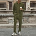 thumbnail image 2 of CharmCyan Men’s Long Sleeve Button Down Shirt and Straight Leg Pants Set Casual Relaxed Fit Two Piece Outfit with Chest Pockets Army Green L, 2 of 2