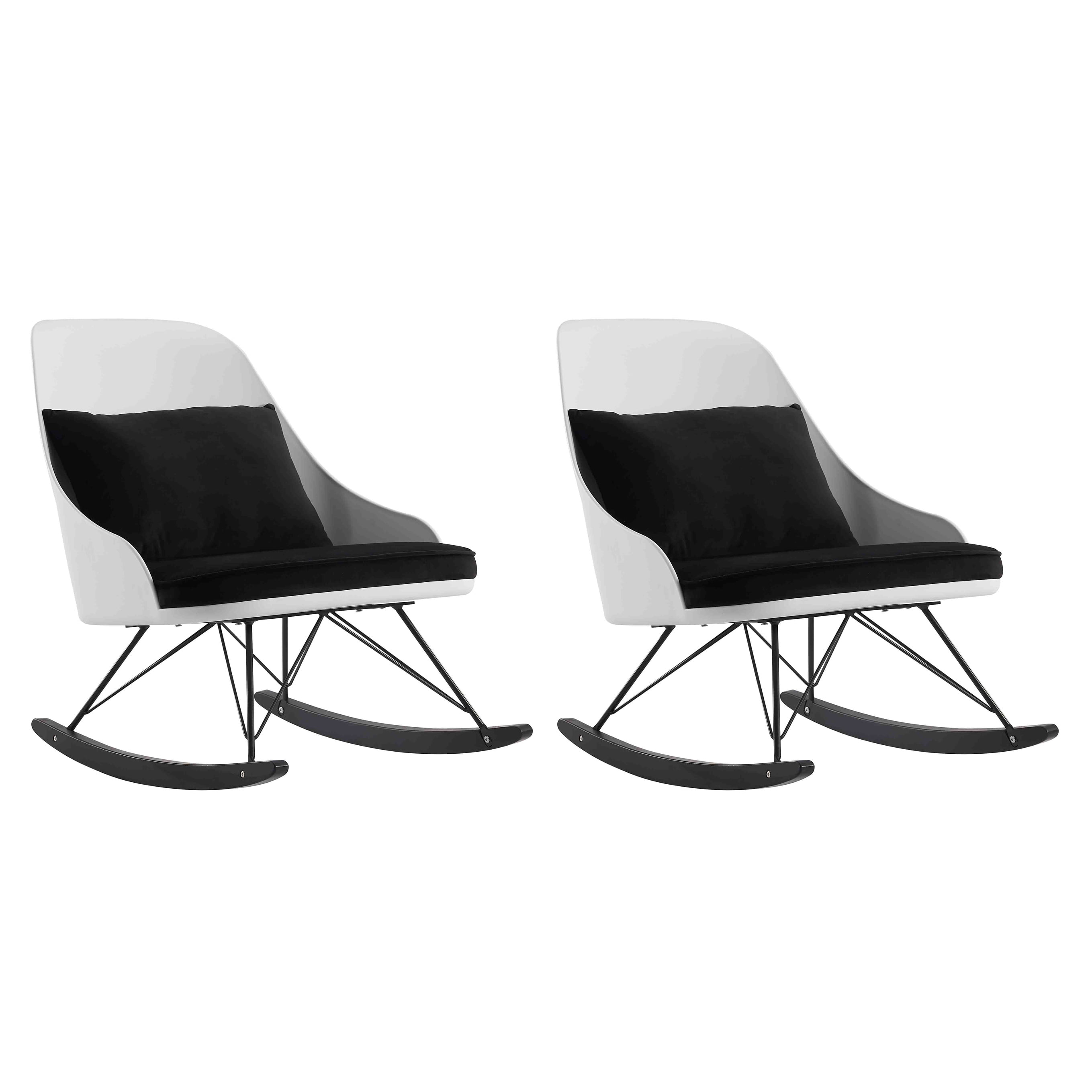 2xhome Set of 2 White Modern Large Rocking Chair with