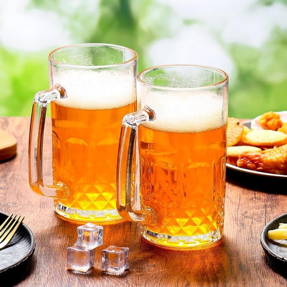 6 Pack 32 oz Beer Mugs with Handle Large Heavy Glass Beer Mug for Oktoberfest Freezer Glass Steins German Cups Gift for Men Father Boyfriend  Dad