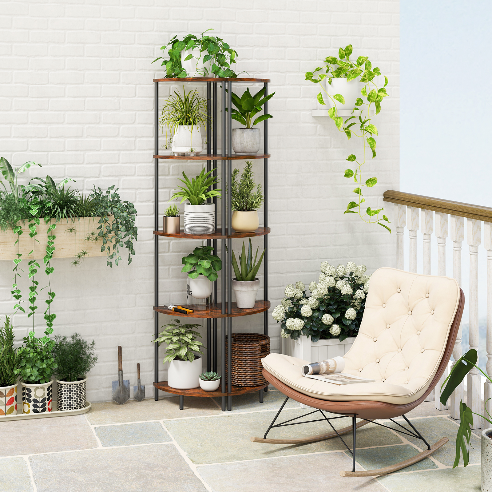Yoobure 5-Tier Corner Shelf Stand, Berry Brown, 65 Inches photo 7