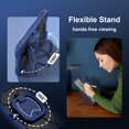 thumbnail image 4 of for iPad 10th Gen 10.9" 2022 with Pencil Holder/360° Rotating Kickstand/Grip Handle/Shoulder Strap Kids Girls Heavy Duty Protective 3-Layers Cover for iPad 10th Generation, Darkblue+Black, 4 of 8