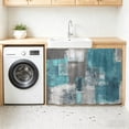 thumbnail image 3 of Turquoise Grey Sink Skirt 10"W x 11"L,Dustproof Under Sink Curtain Skirt for Bathroom Kitchen,Abstract Square Graffiti Modern Smear Adhesive Short Vanity Curtains Cover for Laundry Closet Shoe Rack, 3 of 8