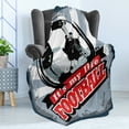 thumbnail image 4 of Soccer Soft Flannel Fleece Throw Blanket, Football is My Life Words in Vintage Grungy Graphic Design Goal Sports Team, Cozy Plush for Indoor and Outdoor Use, 70" x 90", Blue Black Red, by Ambesonne, 4 of 5