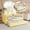 Yellow, variant on Twin Size Gingham Daybed with Trundle, Wave Shaped Sofa Bed with USB Port, No Box Spring Needed