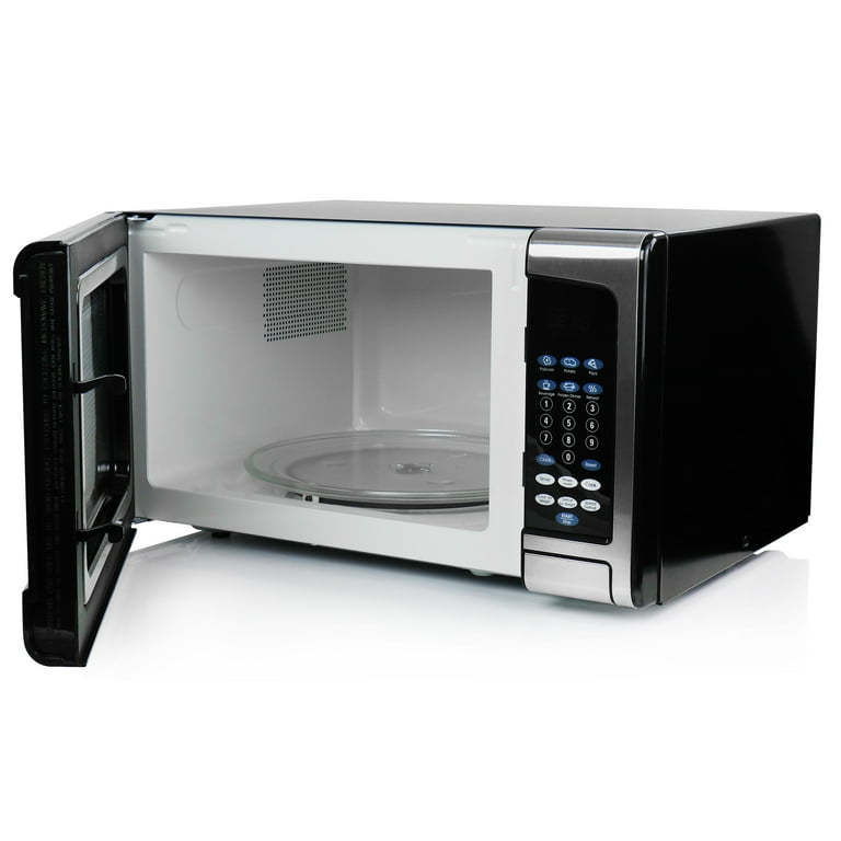 Black and silver deals microwave