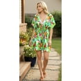 thumbnail image 4 of LA LEELA Women's Beachwear Summer Swim Beach Dress Cover ups for Swimwear Women Short Fall Swimsuit Coverups Tops XL-XXL Shamrock Fern, Pineapple Floral, 4 of 4