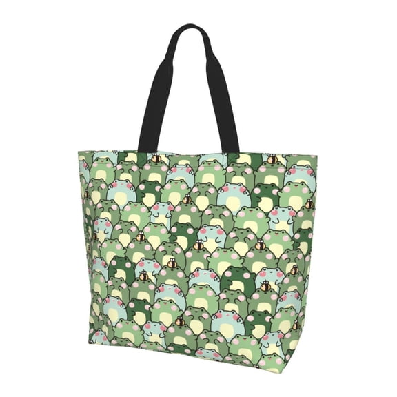 Yiaed Cute Frog Print Handbag for Women Tote Purse Shoulder Bag Large Fashion Hobo Purse Handbag Shopping Tote
