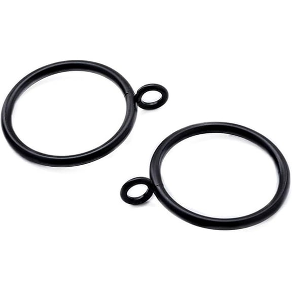 TWOPAGES 1.5 Inches Metal Smooth Curtain Rings with Eyelets (Black, Set of 32)