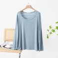 thumbnail image 2 of cfhntfmh Sleep Shirts for Women Modal Scoop Neck Solid Color Lounge Pajamas Top Soft Ladies Long Sleeve Pjs Top Sleepwear, 2 of 6