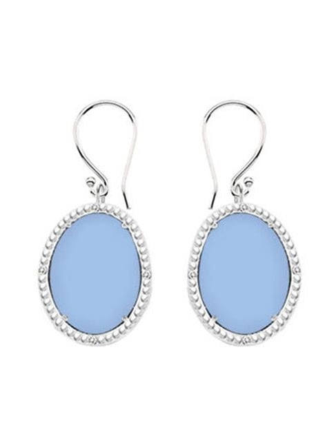 Fine Jewelry Vault UBERBK70384W10DCAQ 10K White Gold Aqua Chalcedony and Diamond Earrings 30.16 CT TGW by Fine Jewelry Vault