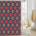 thumbnail image 4 of Fabric Shower Curtain, Morocco Red and Blue Geometric Floral Shower Curtains with 12 Hooks Waterproof Machine Washable Bath Curtains for Bathroom,36 x 78in, 4 of 6