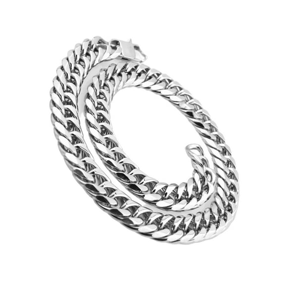 keepw Highlight Individuality Heavy Polished Link Chain Necklace Heavy Polished Men And Women Link Chain Cuban Link Chain 1Set