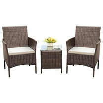 Patio Chairs Set of 2 Outdoor Front Porch Furniture Bistro Set 3 Piece Wicker Patio Chairs Balcony Furniture for Backyard Patio Balcony Lawn Pool (Brown)