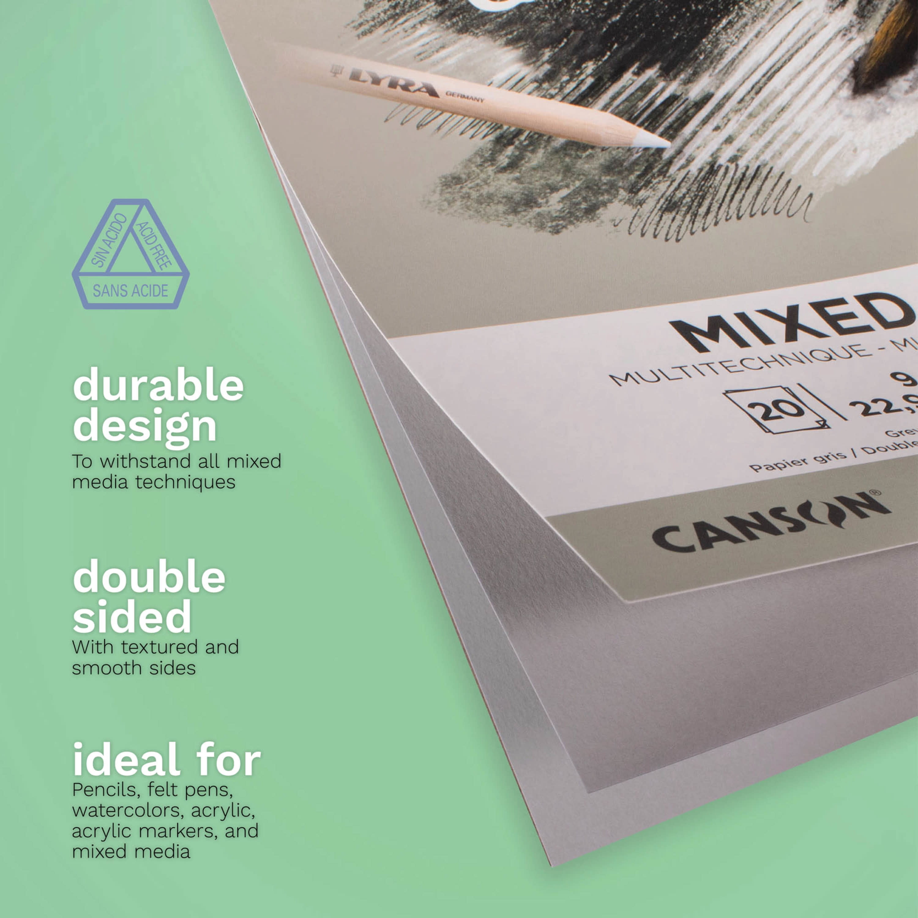 Canson Graduate Mixed Media Pad – 27,9 X 35,6 Cm, 20 Blatt, Grau Getönt, Säurefrei