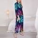 thumbnail image 3 of Balery Colorful Tropical Leaves Conjunto de Pijama con Estampado para Mujer, Conjunto de Dos Piezas con Manga Larga, Ropa de Dormir Suave con Bolsillos, Pijamas Cómodos-XX-Large, 3 of 7