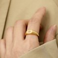 thumbnail image 1 of Plated Square Signet Pinky Ring Dainty North Star Oval Signet Ring | Lightweight Thick Statement Rings for Women, 1 of 5